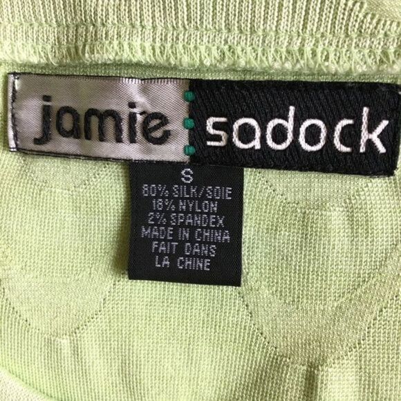 JAMIE Sadock Spring Green Silk‎ Blend Crew Neck Pullover Top Tee Size S/M - Picture 7 of 9